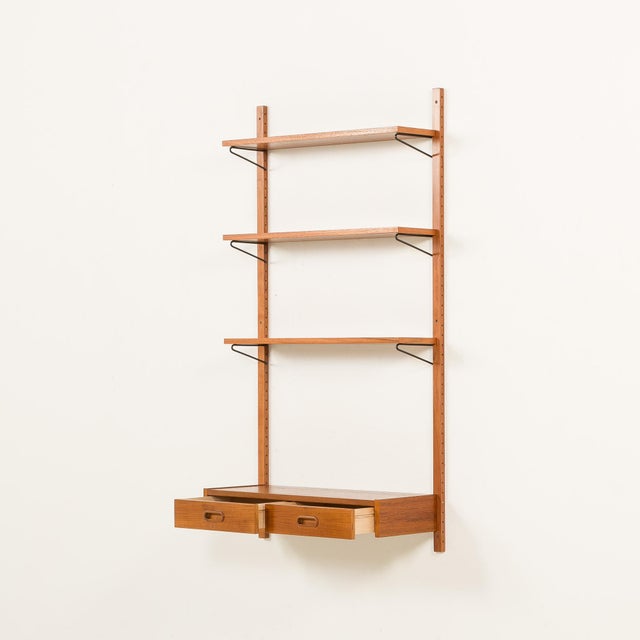 1970s Mid-Century Scandinavian Teak Shelving Unit with a Console, 1970s For Sale - Image 5 of 13