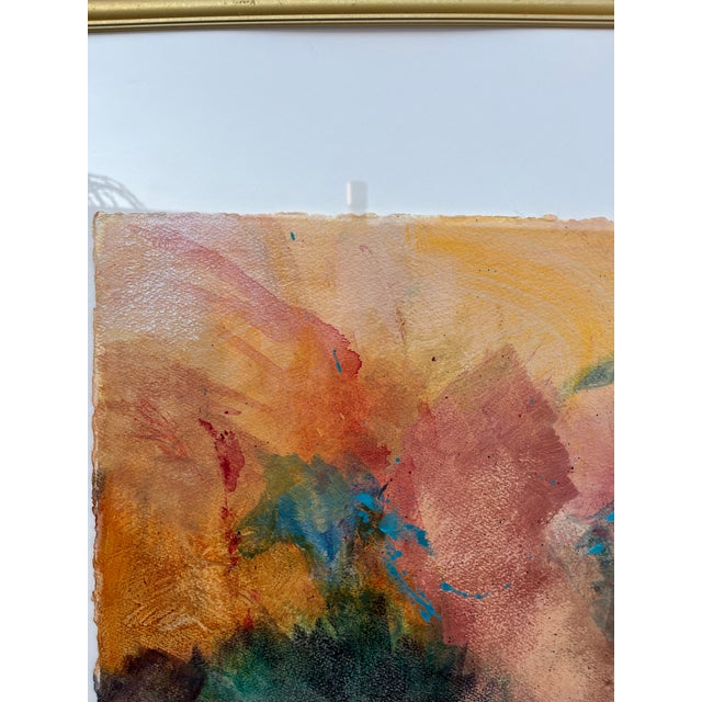 Abstract Washed Colors Framed Painting Signed by American Artist Lois Perdue. Circa 1990s For Sale - Image 13 of 18