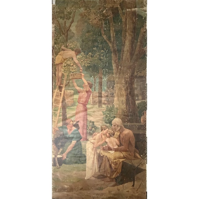 After Pierre Puvis de Chavannes, The Evolution of Man, 1890s, Oil Painting on Canvas, Set of 3 For Sale - Image 4 of 11