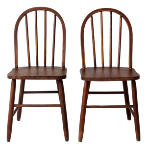 Vintage Windsor Style Spindle Back Chairs Pair