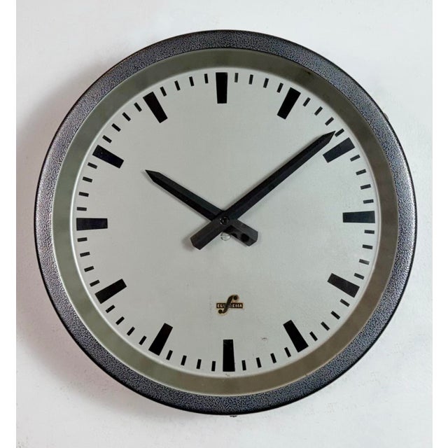 Metal Vintage Industrial Factory Wall Clock from Elfema, 1960s For Sale - Image 7 of 17