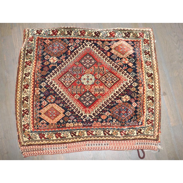 Red Antique Qashghai Persian Textile Bagrug no. j5222 For Sale - Image 8 of 8