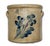 American Excellent Antique 1870s American Blue Double Flower Decorated 3 Gallon Stoneware Crock by J Fisher in Lyons New York For Sale - Image 3 of 16