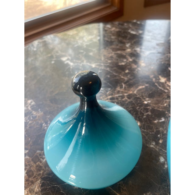 Glass Vase in Two-Tones of Blue For Sale - Image 4 of 5