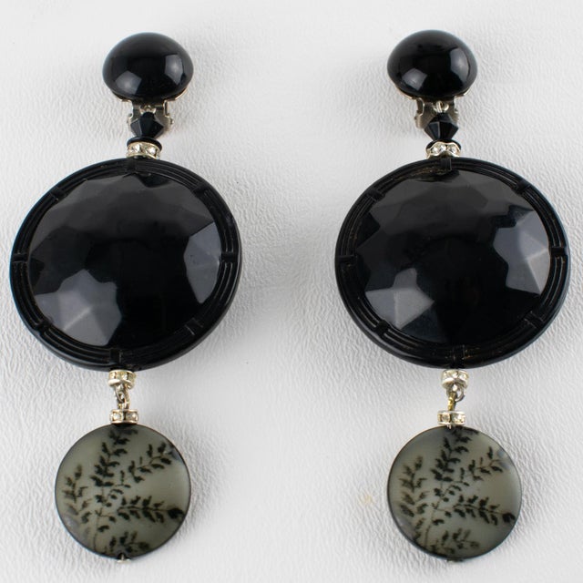 Angela Caputi Black and Gray Floral Clip Earrings For Sale In Atlanta - Image 6 of 8