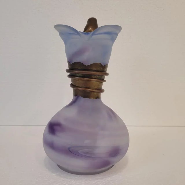 1980s Violet Glass Jug with Gilt Decorations, France, 1980s For Sale - Image 5 of 17