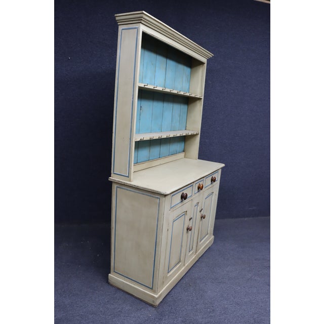 19th Century Welsh Painted Pine Cupboard Hutch With Plate Rack For Sale - Image 15 of 16