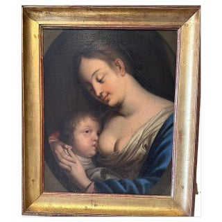 Flemish School Artist, Virgin of the Milk, 17th Century, Oil on Canvas, Framed For Sale