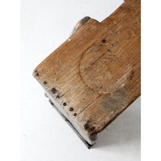 Antique Primitive Bench Stool For Sale - Image 12 of 12