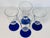Mid-Century Modern Vintage 1960s Cobalt Footed & Floral Etched Clear Water Stems, Set of 4 For Sale - Image 3 of 5