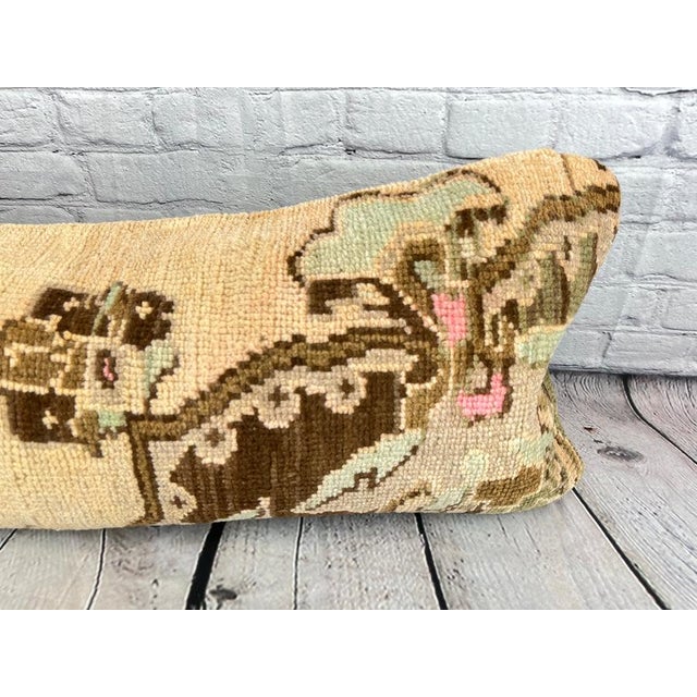 Turkish 14 x 35 Lumbar Rug Pillow Topkapi Tranquil Turkish Pillow Cushion Cover For Sale - Image 3 of 4