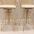 Vintage French Style Wrought Iron Indoor/Outdoor Swivel Barstools W/Cream Coating, Lattice Back and a Beautiful Silky Cream Upholstered Seat, 3 Pieces For Sale - Image 10 of 16