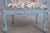 Blue Pair of French Provincial Blue Frame Open Arm Chairs For Sale - Image 8 of 18