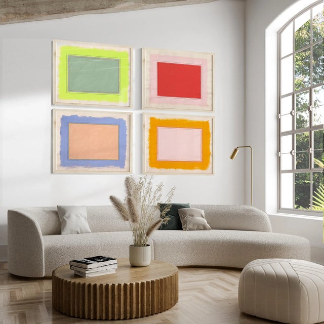 "Bright Place" Print Set, 4 bold, colorful framed art prints by Emily Keating Snyder Prints themselves are 30 x38 in. each...