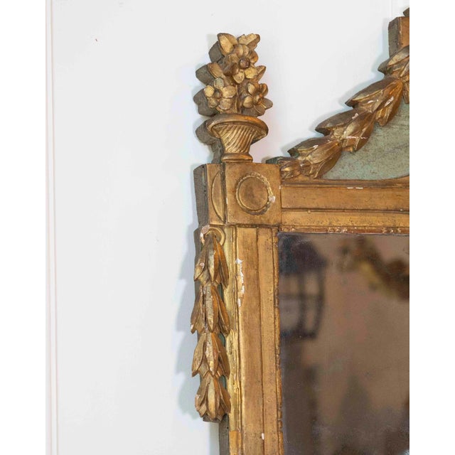 French Louis XVI Giltwood Mirror with Urn & Garland Pediment, 18th c. For Sale - Image 4 of 16