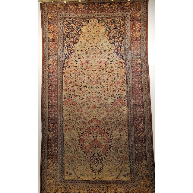 Beige 19th Century Persian Kashan, Hand-Knotted Wool, Tree of Life Pattern, Ivory & Brick Red, 5x9 For Sale - Image 8 of 14