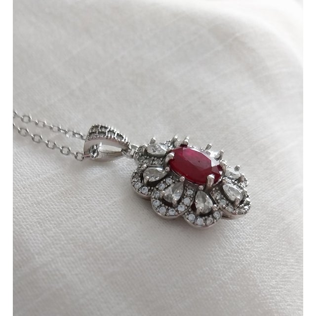 Red Ruby Silver Pendant, 1990s For Sale - Image 4 of 7