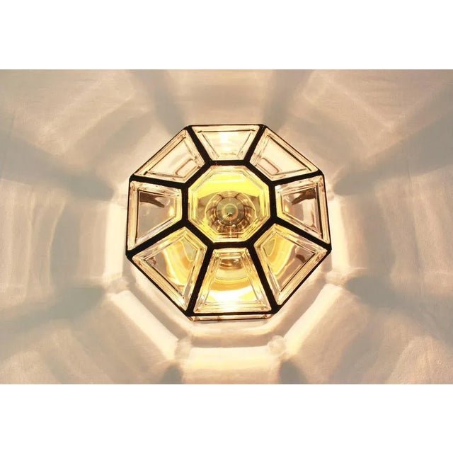 Glass German Iron and Clear Glass Flushmount by Limburg, 1960s For Sale - Image 7 of 8
