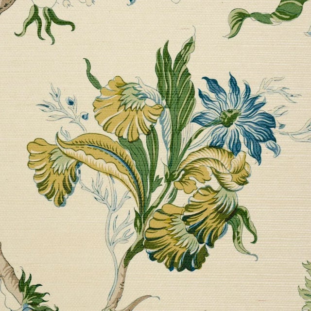 Schumacher Schumacher Josephine Sisal Wallpaper In Peacock For Sale - Image 4 of 4