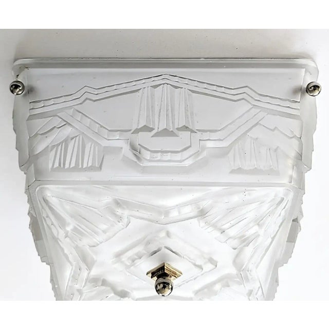 Art Deco French Art Deco Flush Pendant Chandelier by Sabino For Sale - Image 3 of 7