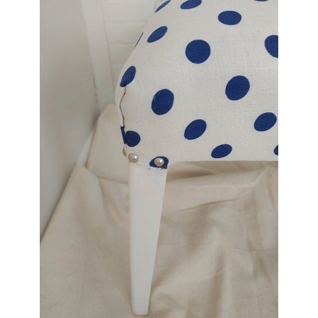 Vintage Art Deco Accent Chair in Linen Polka Dot Upholstery For Sale - Image 9 of 13