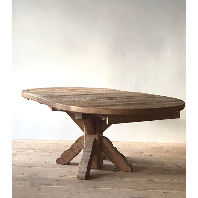 Brutalist Handcrafted Dining Table in Oak, Belgium, 1970s For Sale - Image 4 of 6
