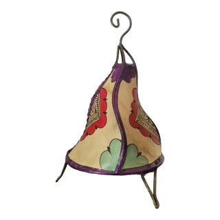 Contemporary 14" Multicolor Moroccan Traditional Henna Lamp For Sale