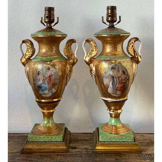 Vintage French Gilt Swan Lamps - A Pair For Sale - Image 12 of 12