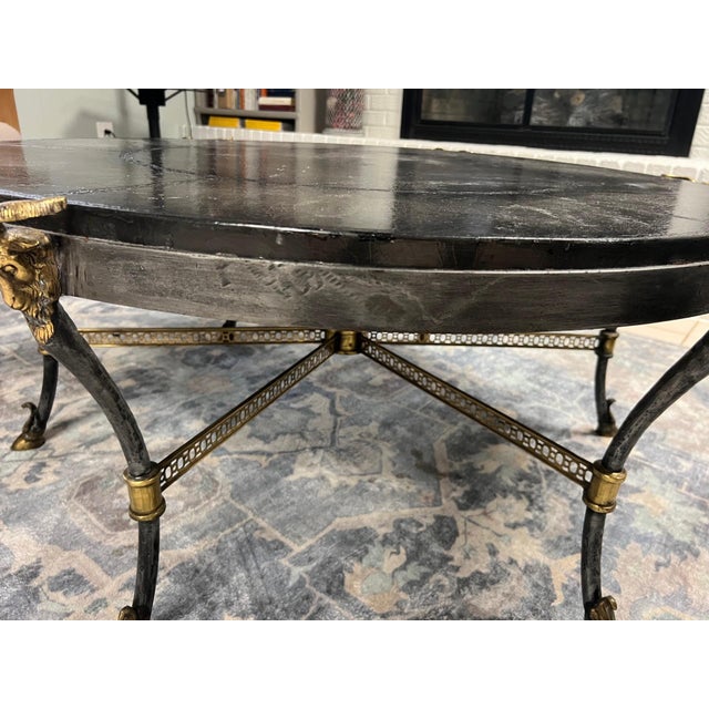 Dark Gray Maitland-Smith Embossed Leather Coffee Table With Rams Head Detailing For Sale - Image 8 of 14