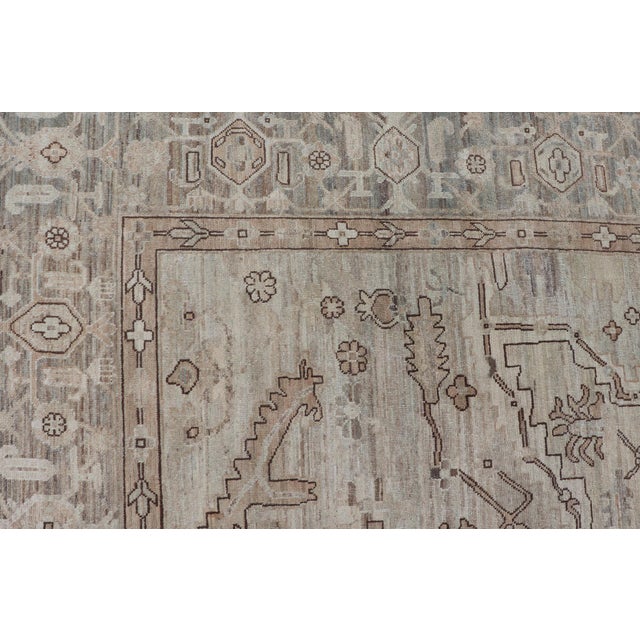 Early 21st Century Finely Made Tabriz Design Rug in a Soft Taupe Field and Accents in Brown 8'9 X 11'7 For Sale - Image 5 of 11