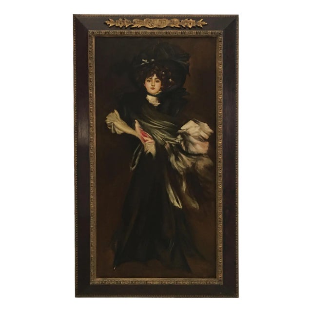 Lady in Black-in the Manner of G Bodini, Oil on Canvas, Framed For Sale