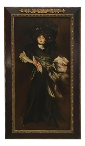 Lady in Black-in the Manner of G Bodini, Oil on Canvas, Framed