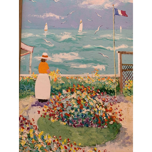 Impressionist Acrylic Painting “Garden by the Sea” by Unknown Artist For Sale - Image 3 of 4