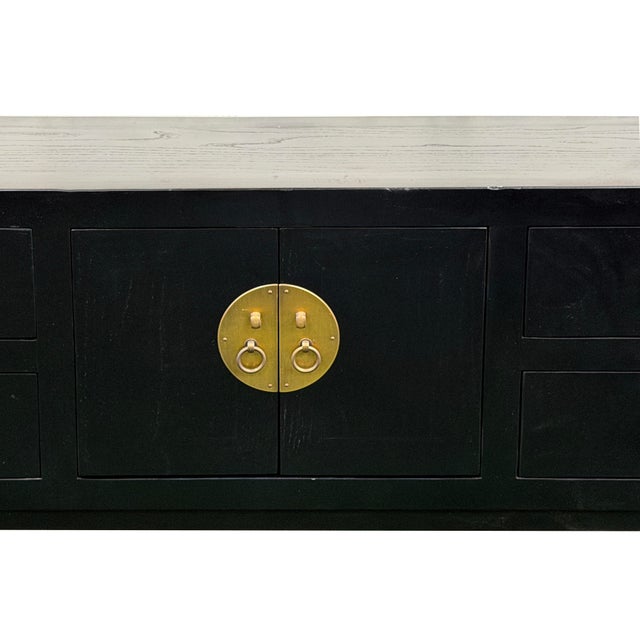 37" Black 4 Drawers Moon Face Slim Narrow Foyer Console Side Table For Sale - Image 9 of 12