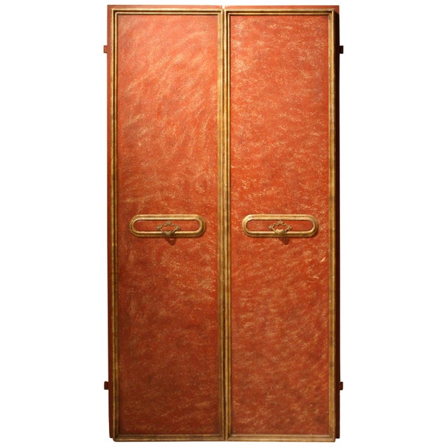 20th Century Italian Faux Red Porphyry Lacquered and Gilt Framed Wood Door For Sale - Image 14 of 14