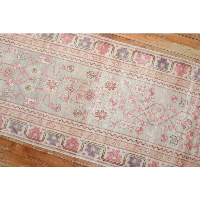Green Vintage Zabihi Collection Light Green Pink Khotan Runner - 2'3" x 11'6" For Sale - Image 8 of 9