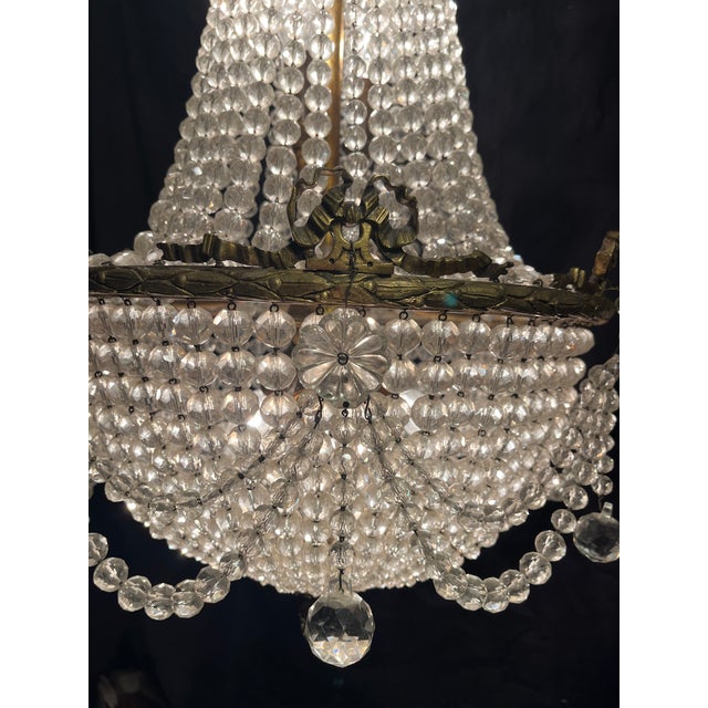 Traditional 19th Century French Empire Crystal Basket Chandelier For Sale - Image 3 of 15