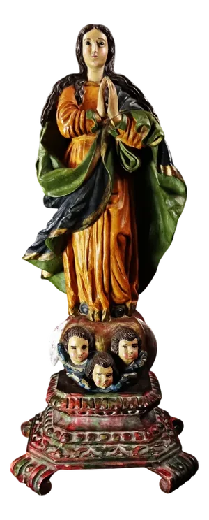 Large Statue of the Virgin of the Immaculate Conception, Late 19th Century, Polychrome Plaster