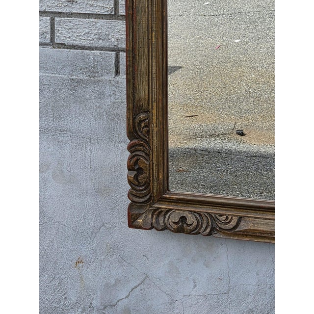 Glass Mid Twenty Century Heavily Carved Wall Fireplace Mirror. For Sale - Image 7 of 10
