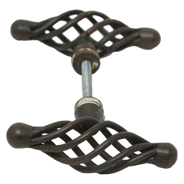 Late 20th Century Black Cut Out T Iron Handles For Sale