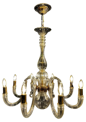 Italian Murano Glass Chandelier with Gold Inserts attributed to Barovier & Toso, 1970s