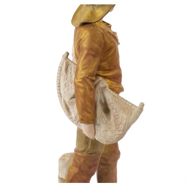 20th Century Hand Painted/Gilt Decorated Porcelain Decorative Man's Sculpture For Sale - Image 10 of 12