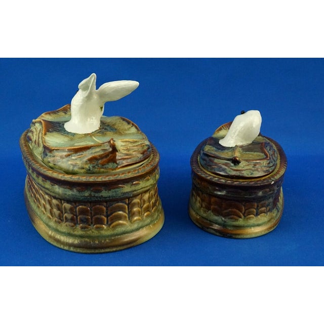 1960s Vintage Porcelain Terrine Boxes for Chicken and Rabbit Pâté by Mancioli & C., 1960s, Set of 2 For Sale - Image 5 of 18
