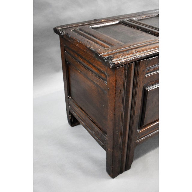 Brown Antique Oak Marriage Chest, 1650 For Sale - Image 8 of 15