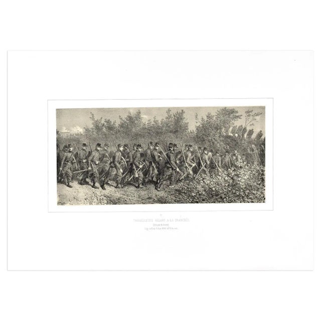 Workers is an original lithograph on paper applied on cardboard realized by Denis Auguste Marie Raffet in 1854. Signed on...