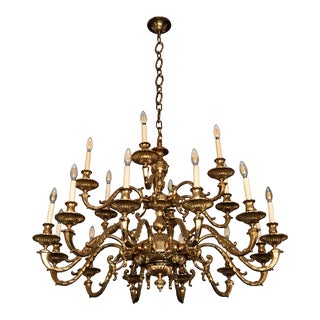 18-Candle Brass Chandelier From Barcelona For Sale