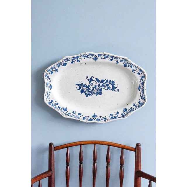 Antique Blue Floral Dish from Strasbourg Faience For Sale - Image 6 of 7