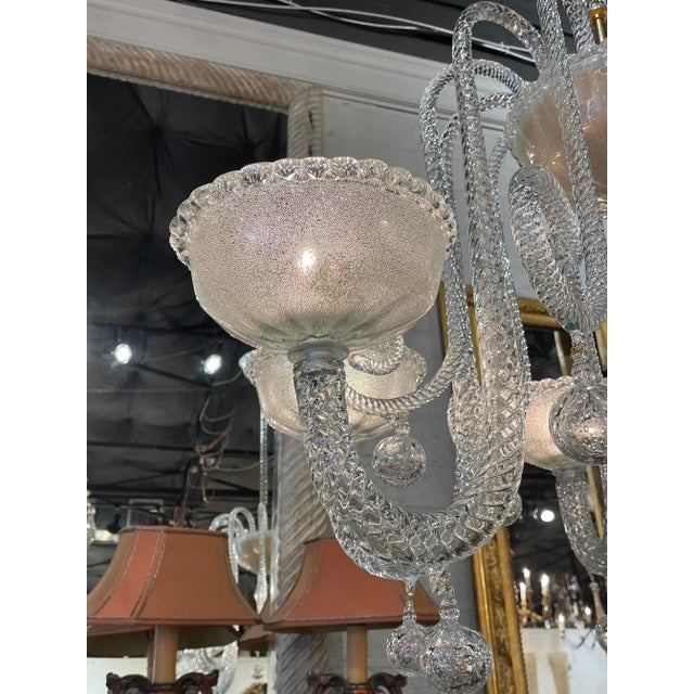 Murano Glass 6 Arm Chandelier For Sale In Dallas - Image 6 of 9