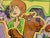 An original acrylic painting on canvas depicting a spoof of the cartoon Scooby Doo and cast. Painted on canvas with a wood...