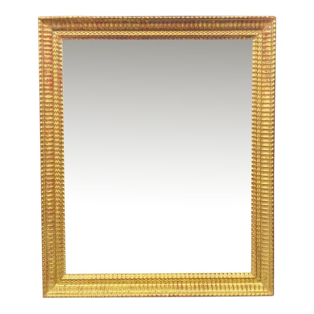 18th Century French Carved Giltwood Wall Mirror With Original Gold Leaf Paint For Sale